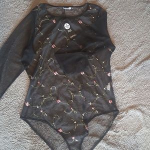 Boohoo Plus Charis Embroidered Bodysuit